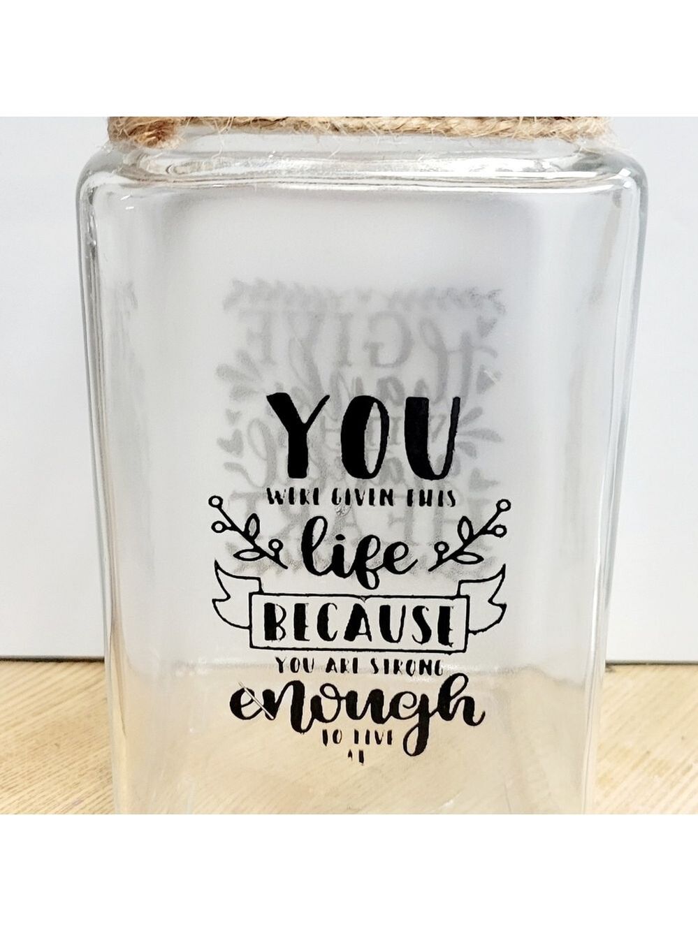 Farmhouse Square Jar Handpainted Rustic - Picture 4 of 4